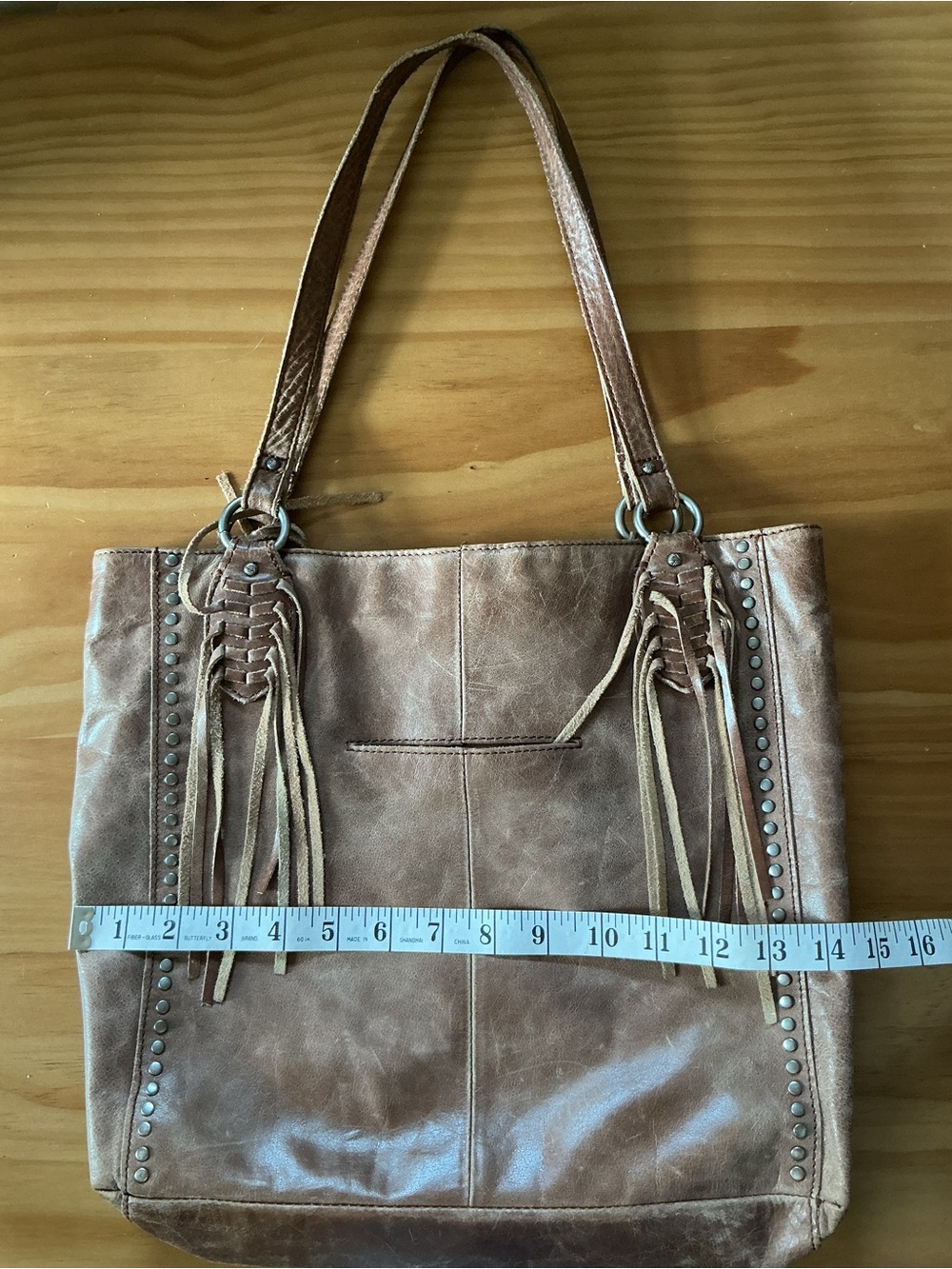 The Sak Ashland Brown Leather FringeWestern Hob Distresses Tote Purse - Picture 6 of 11